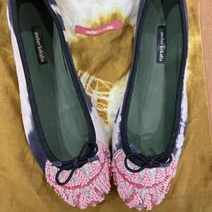 Meher Kakalia Ballet Flat - TD grey & pink beads